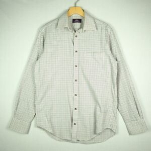 Marks & Spencer Twill Shirt White Muticolor Tattersall Plaid Mens Size 15 EU 38